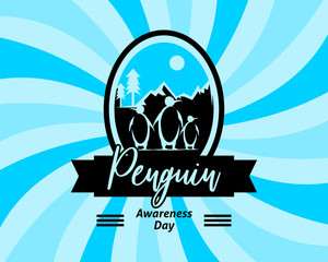 Penguin awareness day vector illustration