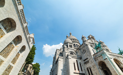 World famous Sacre Coeur cathedral in Montmartre neighborhood