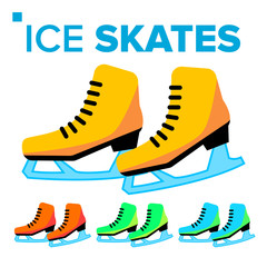 Ice Skates Icon Vector. Classic Female Winter Retro Figure Sport Shoes. Isolated Cartoon Illustration