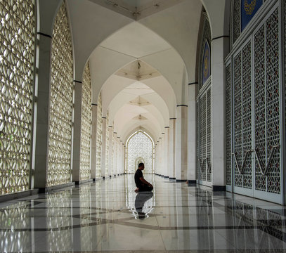 A Man Perform A Shalat 