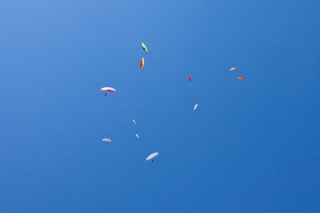 Multicolored paragliders