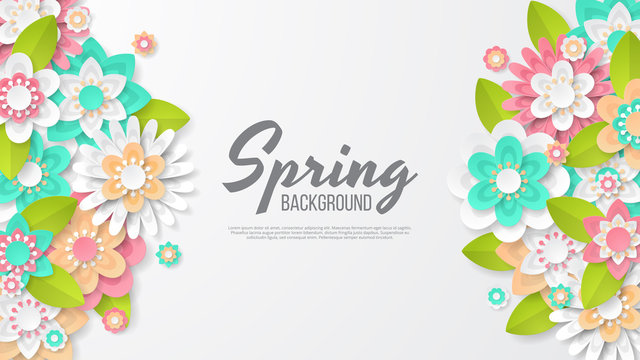 Spring background with beautiful colorful flower. Can be used for template, banners, wallpaper, flyers, invitation, posters, brochure, voucher discount. Vector illustration