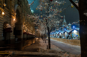 evening Moscow before the advent of the new year, Christmas