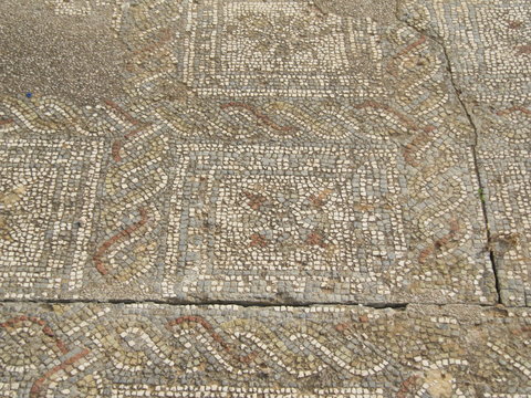Close up of an ancient Roman mosaic - Tipaza