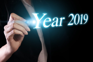 Happy new year 2019 with hand.