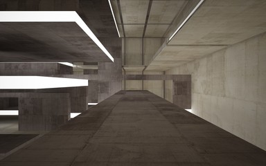 Abstract white and colored gradient glasses interior multilevel public space with window. 3D illustration and rendering.