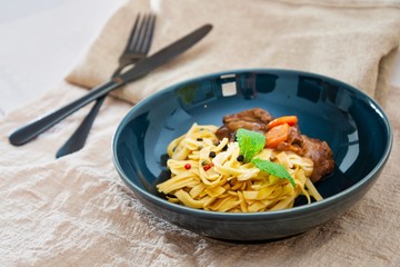 Home made Beef Bourguignon with Tagliatelle