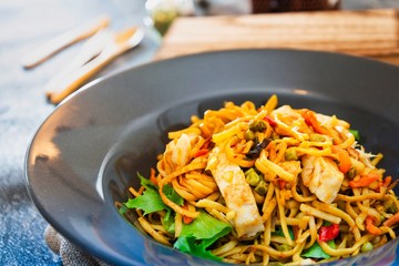 asian food noodles on the table