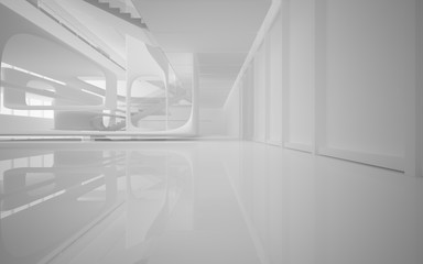 White smooth abstract architectural background. 3D illustration and rendering