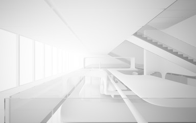 White smooth abstract architectural background. 3D illustration and rendering