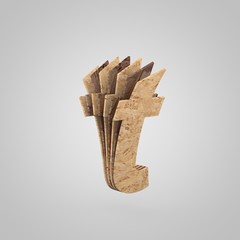 3D wooden letter T lowercase. 3D rendering chipboard font. Cutaway plywood alphabet