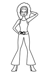 Disco woman cartoon in black and white