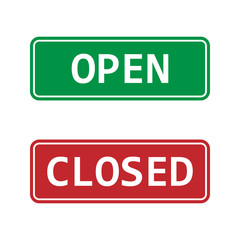 Open, closed sign icon. Vector illustration, flat design.