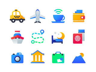 Travel and holiday - set of flat design style icons