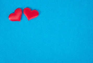 Two Red Heart On Blue - Valentines Day Background 