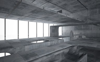 Empty dark abstract concrete smooth interior . Architectural background. 3D illustration and rendering