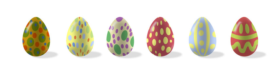Easter set of bright colored eggs, illustration