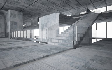 Empty dark abstract concrete smooth interior . Architectural background. 3D illustration and rendering