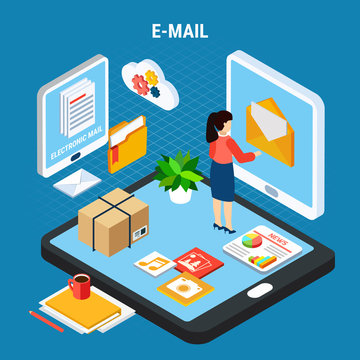 Mail Isometric Abstract Composition
