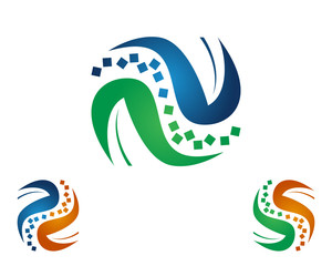 N letter leaf pixel logo template 1