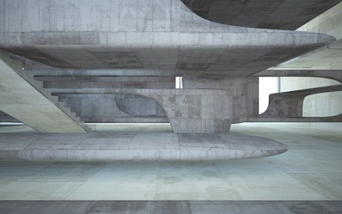 Empty dark abstract concrete smooth interior . Architectural background. 3D illustration and rendering