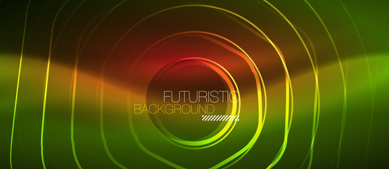 Neon glowing wave, magic energy and light motion background. Vector wallpaper template