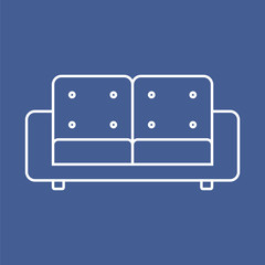 Line icon two-seater sofa isolated on dark blue background. Vector illustration.