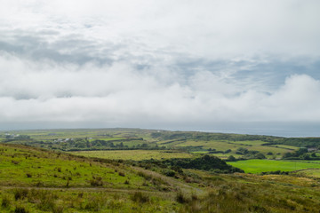 Fototapeta na wymiar View Irish Landscape from above Irische Landschaft von oben