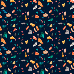 Obraz premium Granite, Terrazzo & Tile. Terrazzo seamless pattern. Vibrant colors. Textured shapes. Granite textured shapes in vibran. Hand drawn Patterns. Colorful hand drawn design for textiles, dishes, surface.