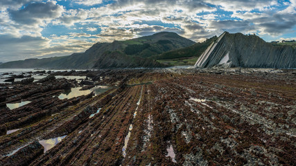 Detail of the coast cliffs in Zumaia flysch 16:9