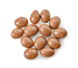 Chocolate candies on a white background