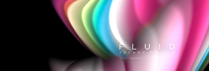 Abstract wave line water 3d background. Wave liquid shape. Splash ink paint mixing on black