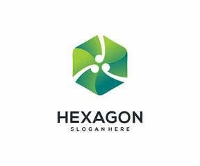 Green Hexagon logo design concept vector template