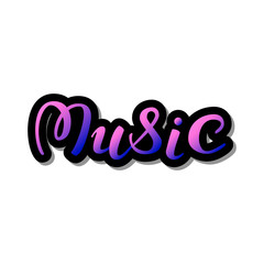 Music lettering sticker. Vector illustration