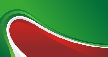 Red, Green and White abstract wavy background with blank space 