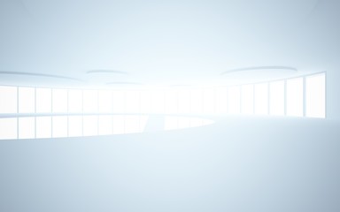Obraz premium Abstract white interior multilevel public space with window. 3D illustration and rendering.