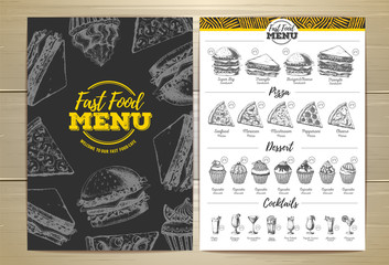 Vintage fast food menu design. Sandwich sketch