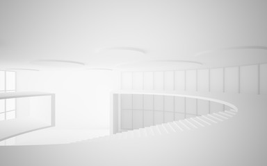 Fototapeta premium Abstract white interior multilevel public space with window. 3D illustration and rendering.