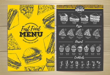 Vintage fast food menu design. Sandwich sketch