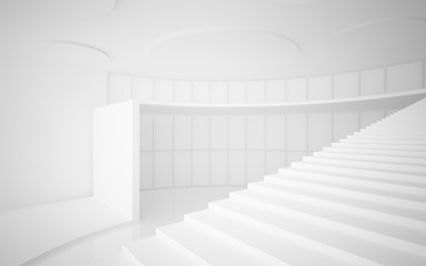 Fototapeta premium Abstract white interior multilevel public space with window. 3D illustration and rendering.
