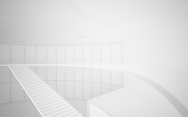 Fototapeta premium Abstract white interior multilevel public space with window. 3D illustration and rendering.