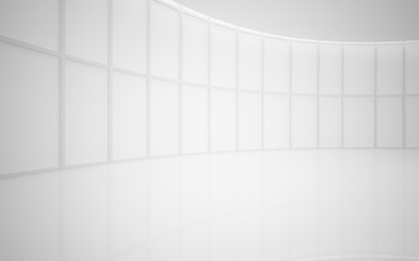 Abstract white interior multilevel public space with window. 3D illustration and rendering.