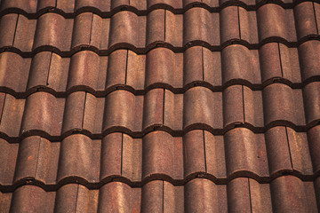 Close up of red roof texture tile