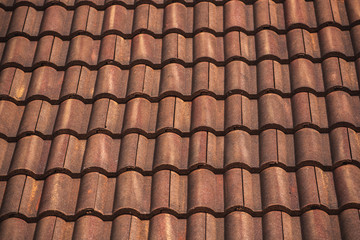 Close up of red roof texture tile