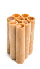 waffle rolls with cream isolated