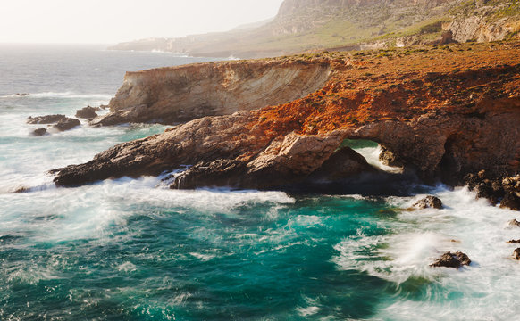 Ghar Hanex. Rocky coastline of Malta