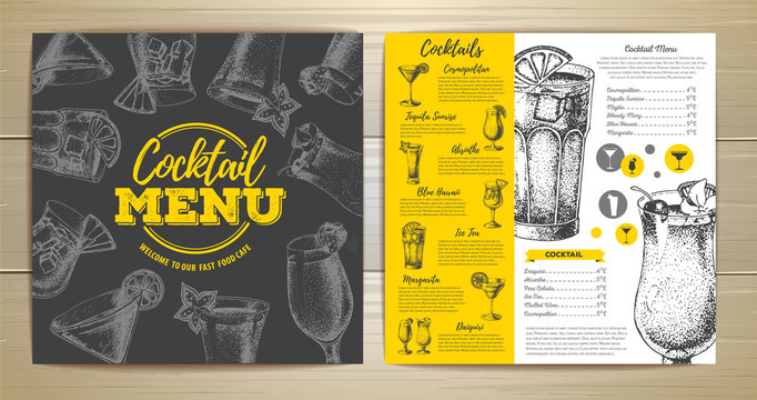 Naklejka Vintage cocktail menu design