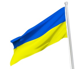 Ukraine flag 3d render image.