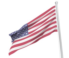Flag of USA 3d render image.