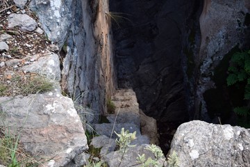 Hiking. From a hikes on the Karia trail. Turgut Castle. The Hydas Acropolis.Karia is on the way.Turgut. Mugla. Turkey. tourism in pine forest Hike Turkey